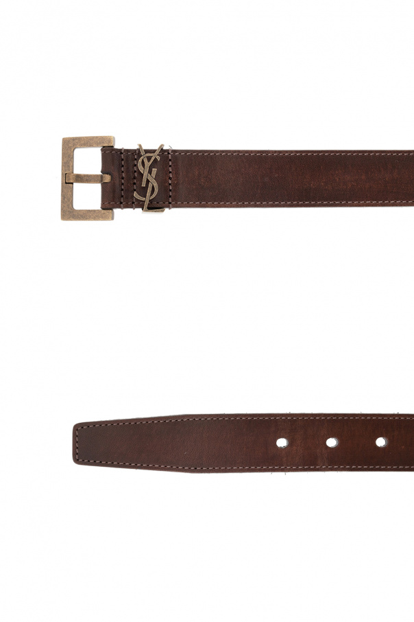 saint laurent textured leather belt